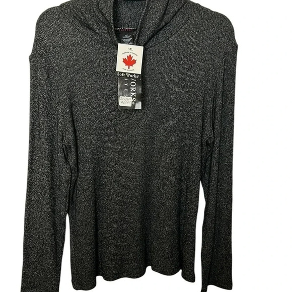 NWT 🇨🇦 Soft Works Petites , made in Canada.  Knit grey soft turtleneck . - Picture 1 of 12